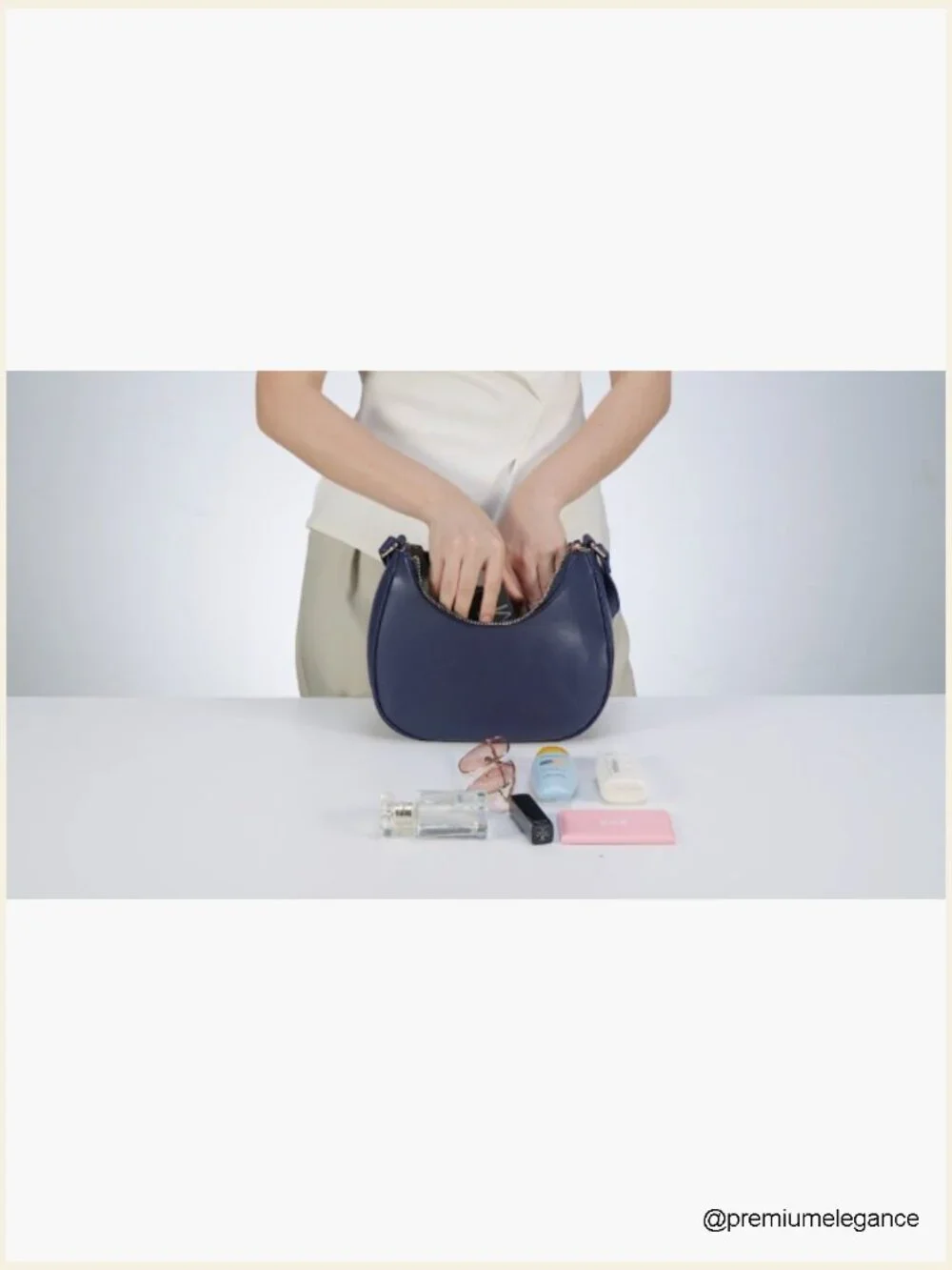 Crescent Hobo Tote Handbag Underarm Purse Mini Clutch with Zipper
